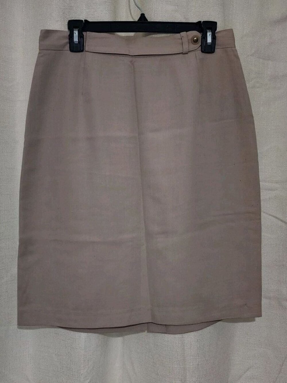 Women's Midi Skirt Pencil Straight Button Front Back Slit and Zip Beige Size 12